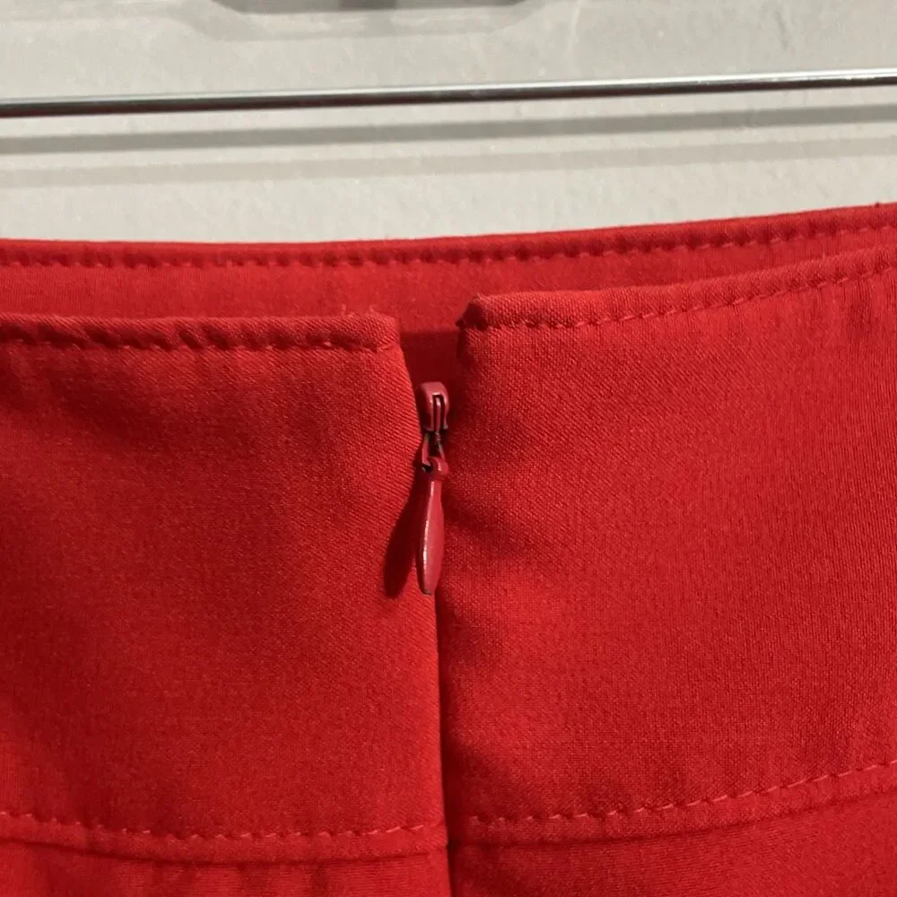 Worthington Women’s 14 Red Skirt Retro Classic Back Slit Faux Pockets